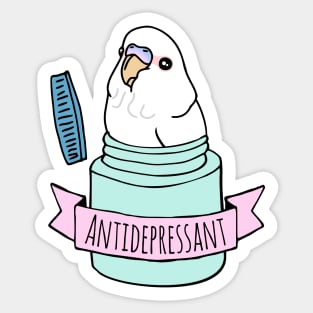 Antidepressant white budgie Sticker